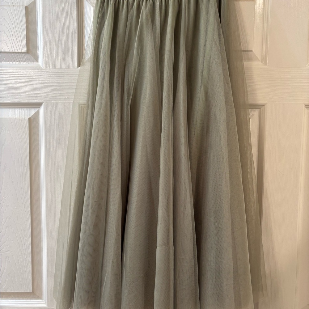 Elegant Olive Green Tulle Skirt